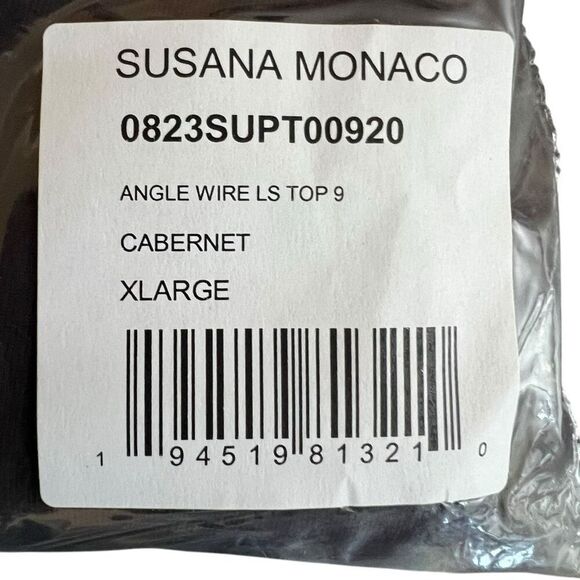 NEW Susana Monaco Angle Wire Long Sleeve Top Cabernet Purple XL - Picture 5 of 8